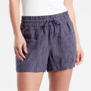 Athleta Cabo Linen Textured Short Size 12 Pull-On Comfy Earthy Blue 4” Athletic